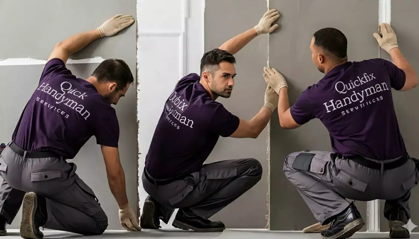Skilled handyman team from QuickFix Dubai Handyman Services working in harmony on a home improvement project.